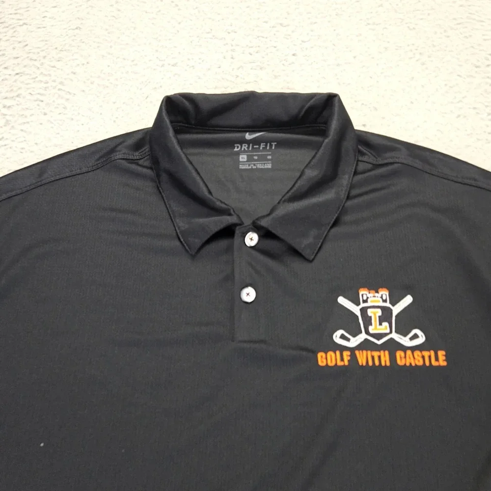 Nike Shirt Mens XL Black Golf Polo Outdoors Dri-Fit Swoosh‎ Short Sleeve PFG